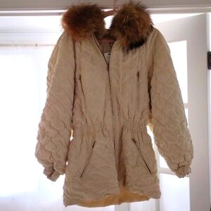 Hermes faux fur hooded winter coat